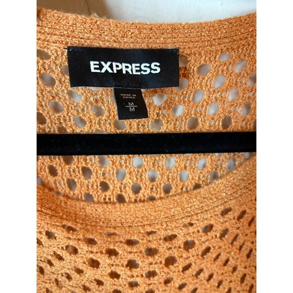 Express Open Stitch Dolman Sweater ORANGE Size M 4-10 - Picture 3 of 5